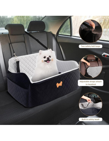 Asiento de Coche para Perro Grande KEELUXE 71x48cm Gris/Negro