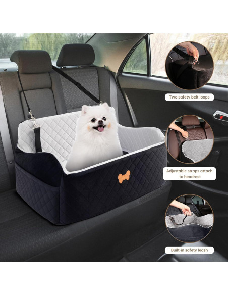 Asiento de Coche para Perro Grande KEELUXE 71x48cm Gris/Negro