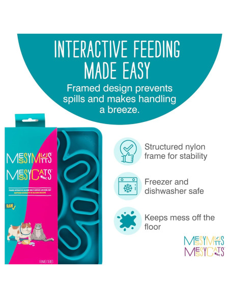 Tapete de Silicona Messy Mutts para Perros y Gatos 24.1 cm Azul