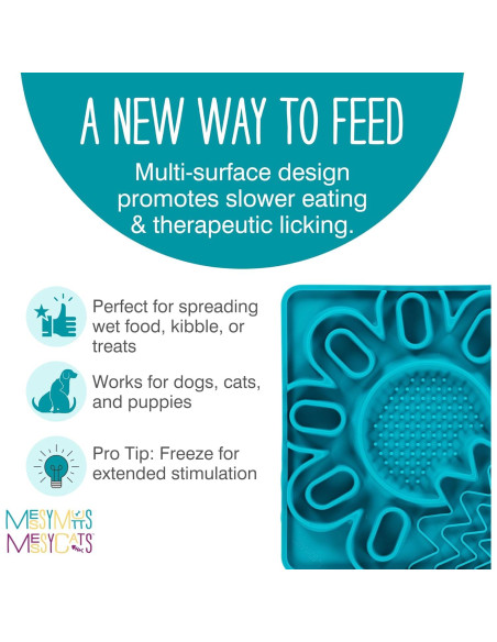 Tapete de Silicona Messy Mutts para Perros y Gatos 24.1 cm Azul