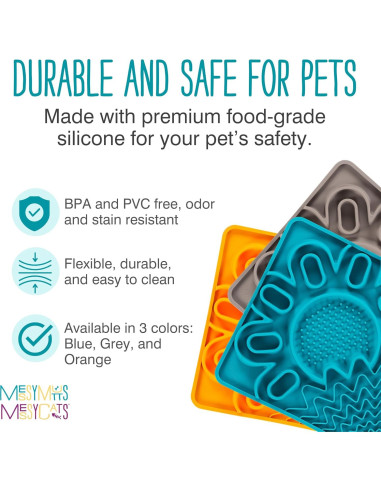 Tapete de Silicona Messy Mutts para Perros y Gatos 24.1 cm Azul