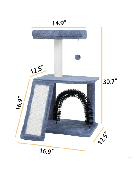 Árbol Multifuncional para Gatos WANG XIN 96 cm Gris con Rascador
