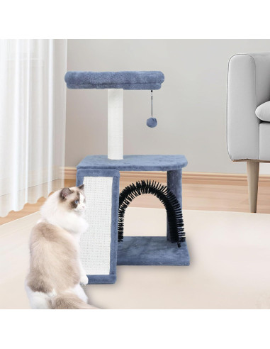 Árbol Multifuncional para Gatos WANG XIN 96 cm Gris con Rascador