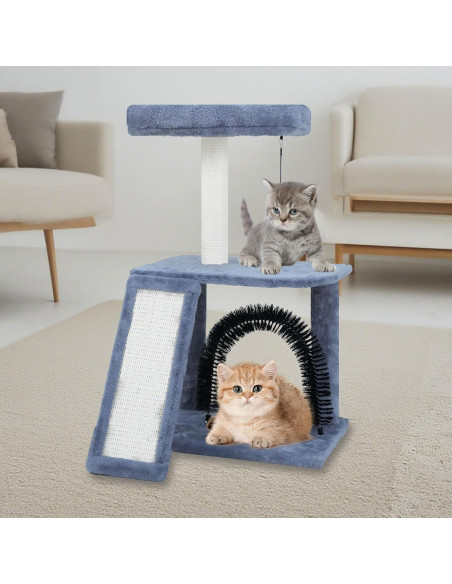 Árbol Multifuncional para Gatos WANG XIN 96 cm Gris con Rascador