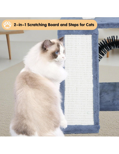 Árbol Multifuncional para Gatos WANG XIN 96 cm Gris con Rascador