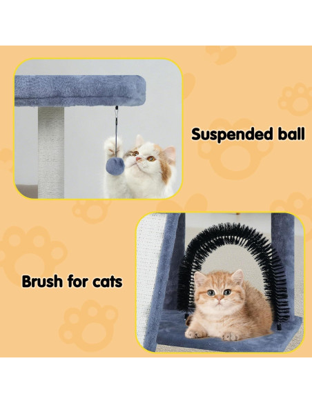 Árbol Multifuncional para Gatos WANG XIN 96 cm Gris con Rascador