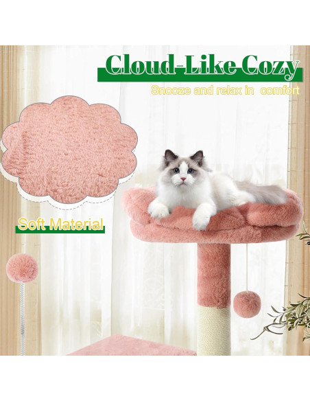 Torre de Gato Rosa Yungaspy 104 cm con Rascador y Perchero