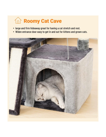 Torre para Gatos Happi N Pets 3 Niveles con Cueva y Rasguñadores Torre para Gatos Happi N Pets 3 Niveles con Cueva y Rasguñadores