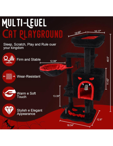 Árbol Gótico para Gatos Yungaspy 102.87 cm con Rascador