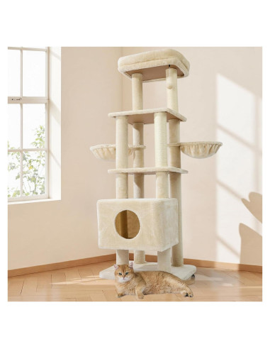 Torre para Gatos Grande Gardner Pet 165 cm con Rascador y Hamaca