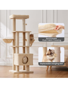 Torre para Gatos Grande Gardner Pet 165 cm con Rascador y Hamaca 2