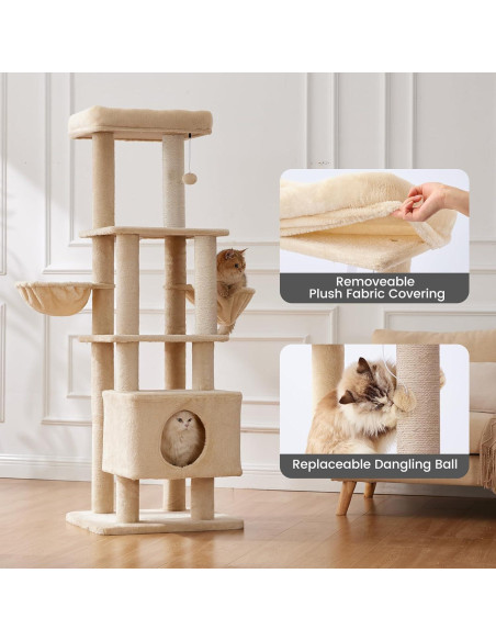 Torre para Gatos Grande Gardner Pet 165 cm con Rascador y Hamaca