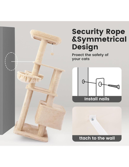 Torre para Gatos Grande Gardner Pet 165 cm con Rascador y Hamaca