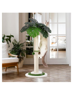 Poste Rascador para Gatos Meowoou 89 cm Torre Monstera 3 Capas