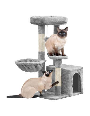 Árbol para Gatos Yaheetech Gris Claro, Torre Multifuncional 87.6cm
