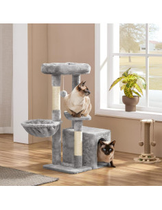 Árbol para Gatos Yaheetech Gris Claro, Torre Multifuncional 87.6cm 2