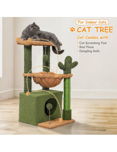 Árbol para Gatos Colección Athena Verde 85.1 cm con Rascador