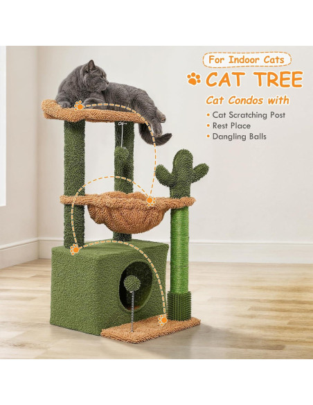 Árbol para Gatos Colección Athena Verde 85.1 cm con Rascador