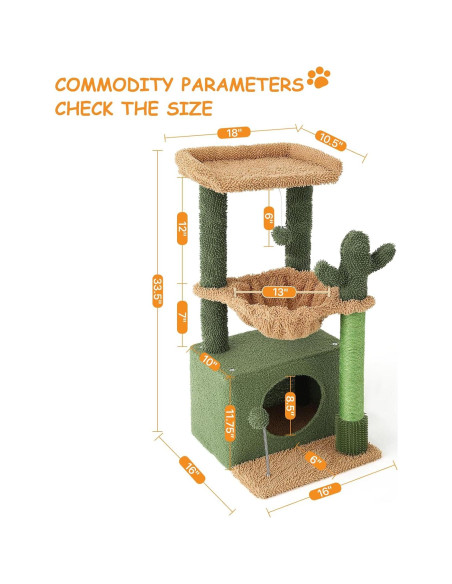 Árbol para Gatos Colección Athena Verde 85.1 cm con Rascador