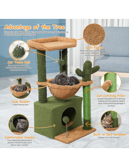 Árbol para Gatos Colección Athena Verde 85.1 cm con Rascador