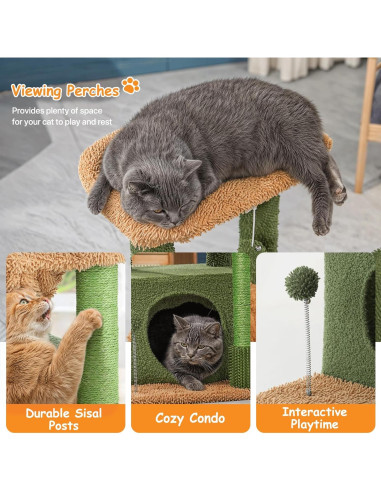 Árbol para Gatos Colección Athena Verde 85.1 cm con Rascador