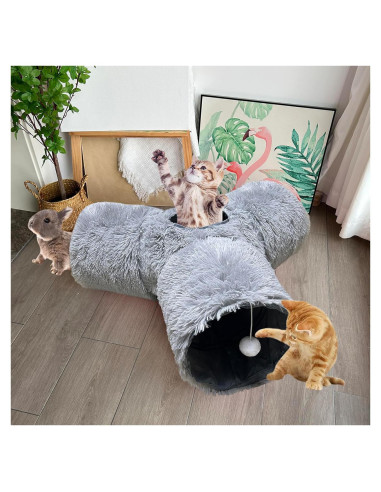 Túnel Colapsable para Gatos Mabaytir Gris Suave 81.5x62.7 cm