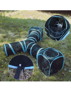 Parque de Juegos para Gatos INTURN - 2 Cubos + Túnel 3 Vías 2