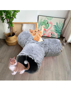 Túnel Colapsable para Gatos Mabaytir Gris Suave 81.5x62.7 cm 2