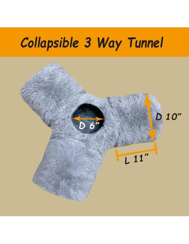 Túnel Colapsable para Gatos Mabaytir Gris Suave 81.5x62.7 cm