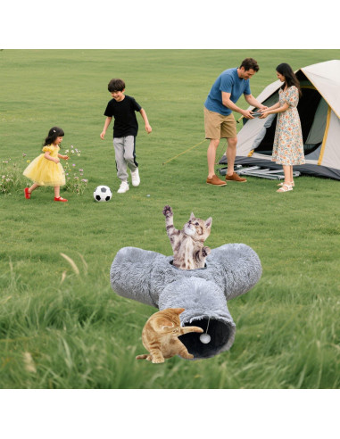 Túnel Colapsable para Gatos Mabaytir Gris Suave 81.5x62.7 cm