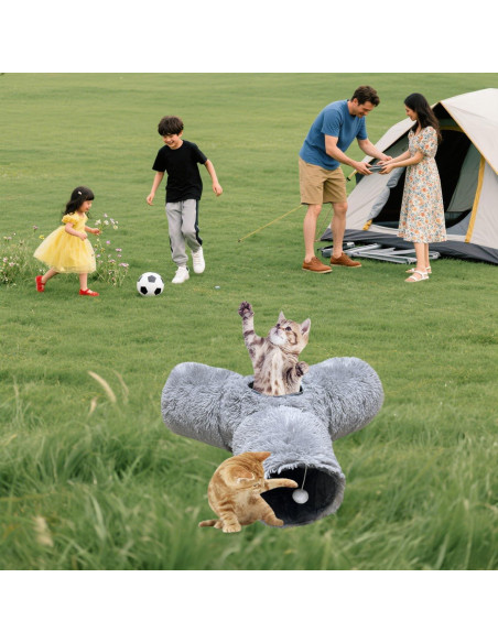 Túnel Colapsable para Gatos Mabaytir Gris Suave 81.5x62.7 cm