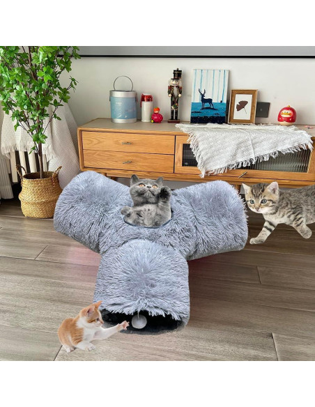 Túnel Colapsable para Gatos Mabaytir Gris Suave 81.5x62.7 cm