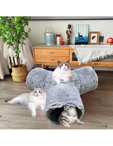 Túnel Colapsable para Gatos Mabaytir Gris Suave 81.5x62.7 cm