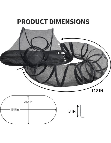 Catio para Gatos Rest-Eazzzy Negro con Túnel y Bolsa 2.79 m Catio para Gatos Rest-Eazzzy Negro con Túnel y Bolsa 2.79 m