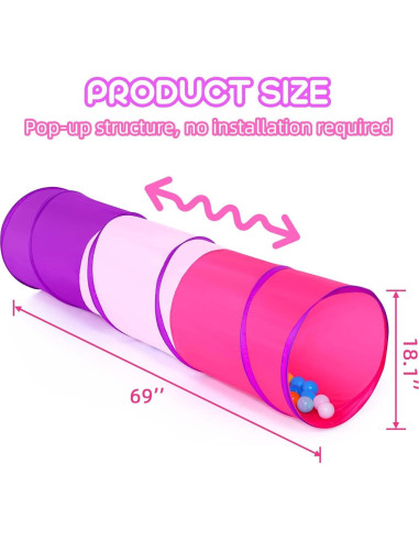 Túnel de Juego Colorido para Niños y Mascotas 1.83 m