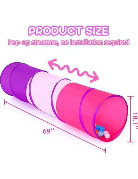 Túnel de Juego Colorido para Niños y Mascotas 1.83 m