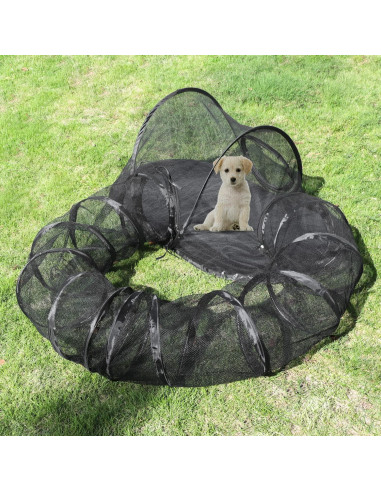 Catio para Gatos Rest-Eazzzy Negro con Túnel y Bolsa 2.79 m