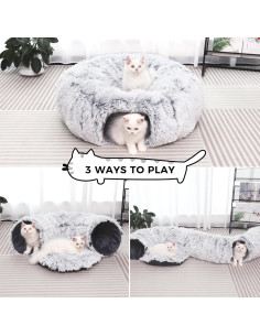 Túnel de Gato Multifuncional YUYAFN con Cama Gris 81x81cm 2