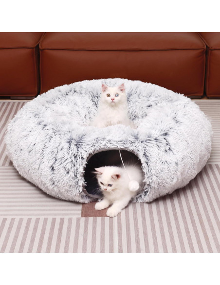 Túnel de Gato Multifuncional YUYAFN con Cama Gris 81x81cm