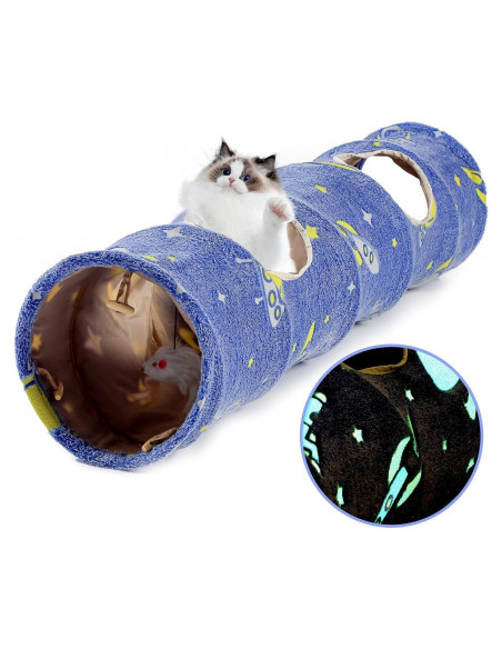 Túnel Plegable para Gatos XIAMI - 120 cm, Azul con Pelotas