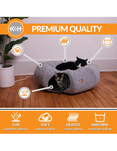 Cama Túnel Calentada K&H para Gatos 71cm Gris