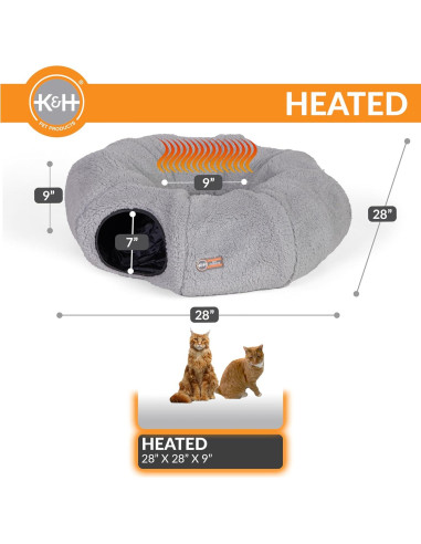 Cama Túnel Calentada K&H para Gatos 71cm Gris