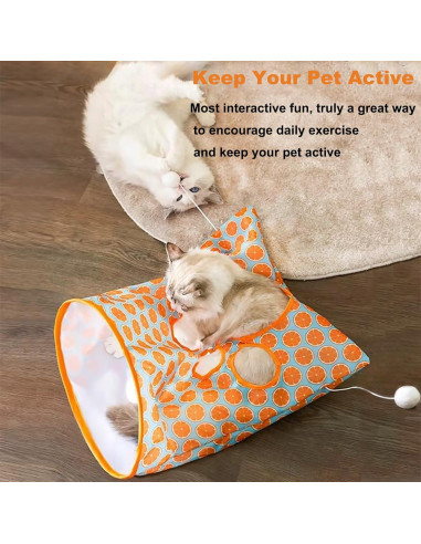 Túnel plegable para gatos LIFTATAPA con ratón y pelotas