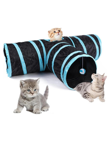 Túnel de Gato Plegable SRM 3 Vías con Bola de Juguete