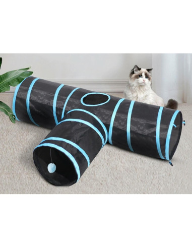 Túnel de Gato Plegable SRM 3 Vías con Bola de Juguete