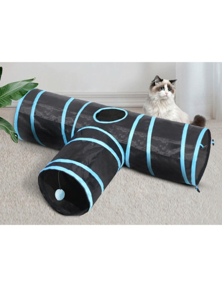 Túnel de Gato Plegable SRM 3 Vías con Bola de Juguete
