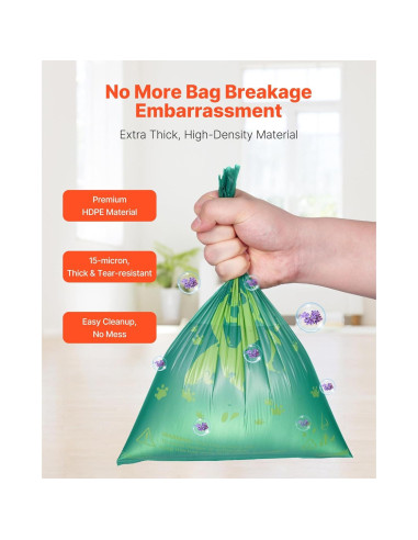 Bolsas de Excremento de Perro VEVOR 270 Cuentas 33x23cm Biodegradables