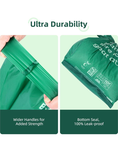 125 Bolsas de Poop Biodegradables KropBom con Asa, Extra Gruesas