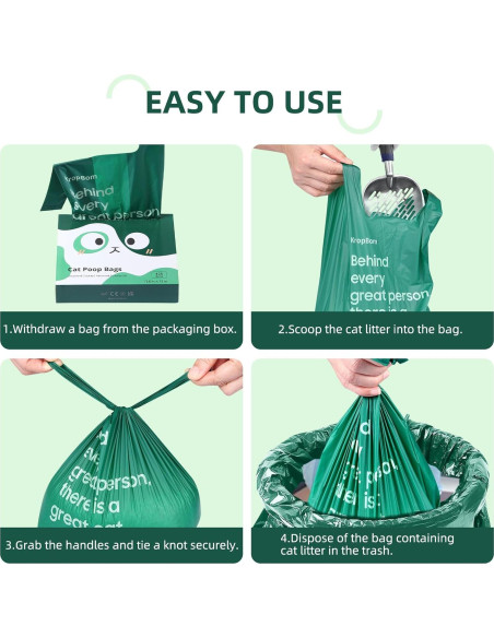 125 Bolsas de Poop Biodegradables KropBom con Asa, Extra Gruesas