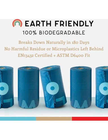 Bolsas de Poop Biodegradables Wildebeest 120 Unidades Sin Fragancia